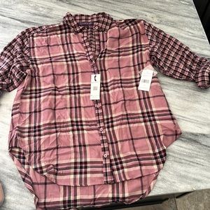 NWT Pink Plaid Gloria Vanderbilt Top